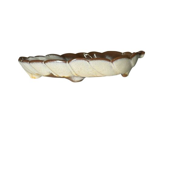 Vintage Frankoma Pottery Leaf Dish 226 Tray Cinnamon Brown - Picture 2 of 12